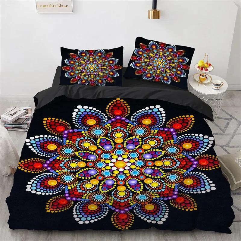 Mandala Duvet Cover Bohemia Floral Bedding Set Microfiber Exotic Flower Comforter Cover King Queen For Girls Adult Room Decor