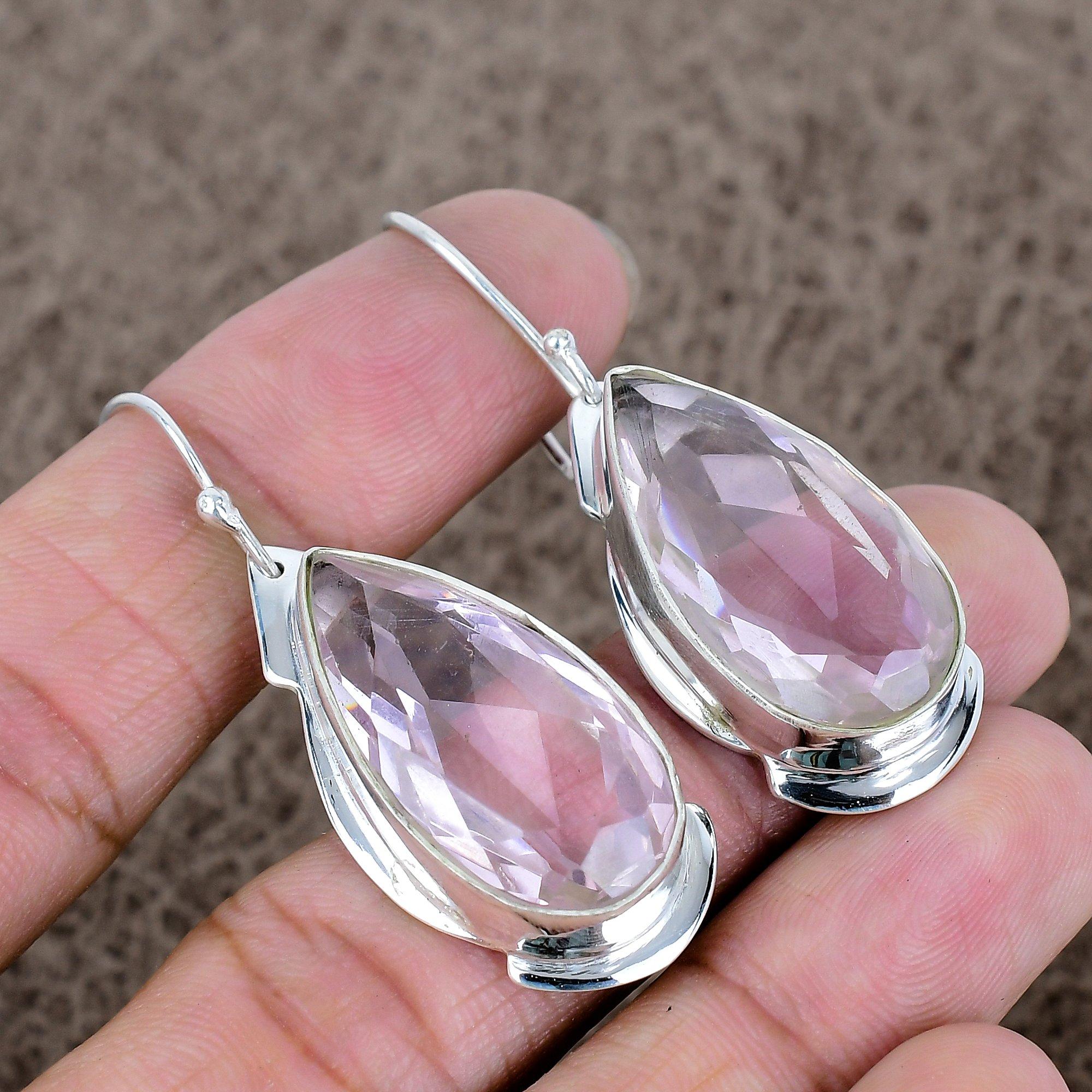 

White Topaz Gemstone Handmade 925 Sterling Silver Jewelry Earring 2.09 KKG-638