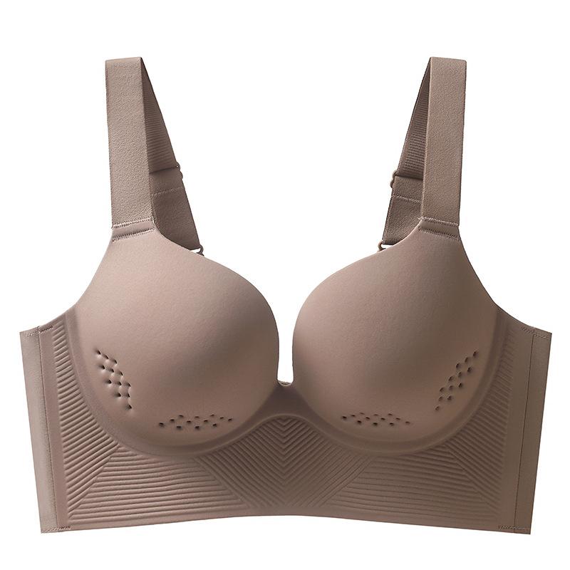 

Large Size Bra Women s Underwear Women s Thin Seamless Bra Top Support Anti Sagging Bra Push Up Bra 50/115D коричневий