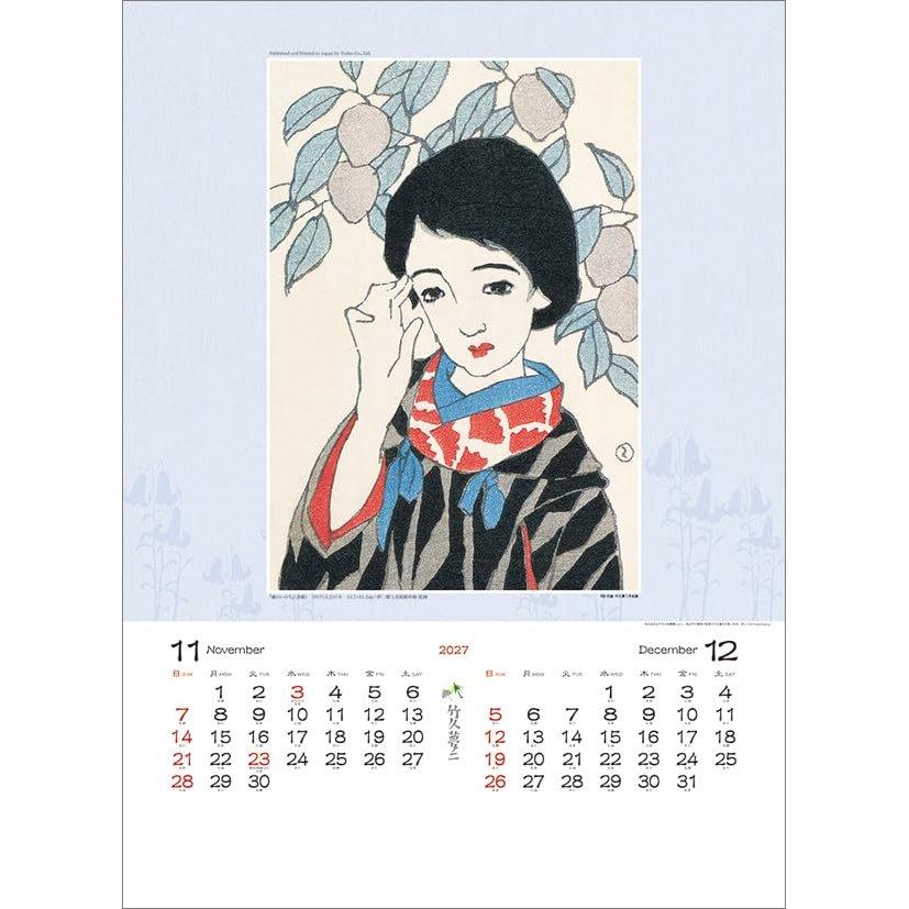 Todan Yumeji Takehisa Art 2027 Wall Calendar Taisho Roman Japanese Bijinga Beautiful Paintings 60x43cm CL27-1048