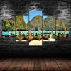 Thailand Beach Island Boat Tours Scenery 5 Piece Five Panel Wall Canvas Print Modern Art Poster Home Decor Gift For Him For Her