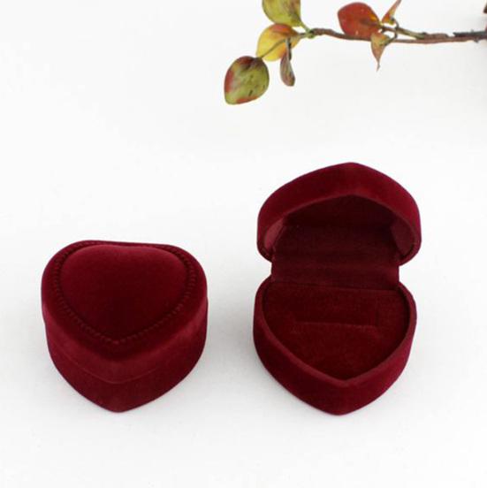 Heart Shape Finger Ring Ear Stud Jewelry Display Holder Storage Box Container