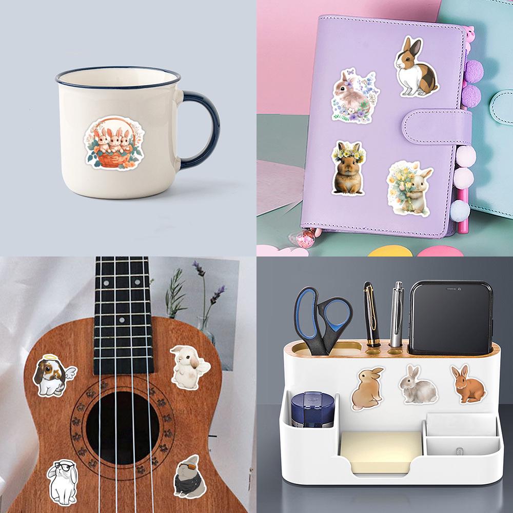 55-Piece Cute Rabbit Cartoon Graffiti Stickers for DIY Suitcases and Phones – Waterproof