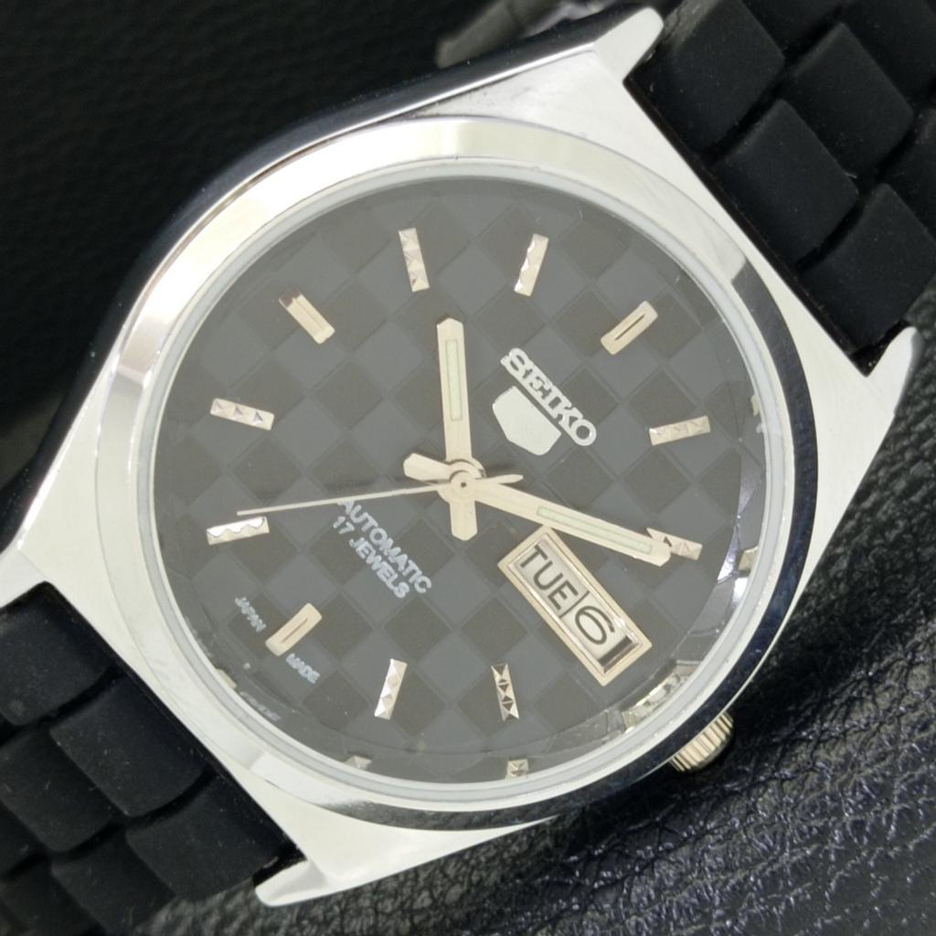 JAPAN SEIKO 5 AUTOMATIC MENS 6309A REFURBISHED BLACK COLOR DIAL WATCH A440215-d Sk-a440215-2
