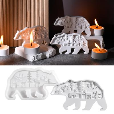 Molde de Silicona Flexible Multiusos para Portavelas de Osos Polares Portátil para Suministros de Manualidades y Decoraciones Festivas