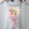 Valentine's Day Gift Knitted Puff Small Artificial Flowers Bouquet LED Light Finished Crochet Flowers Bouquet Wedding Decors