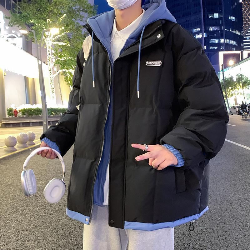 

Мужское зимнее толстое хлопково-пуховое пальто 2025 года, молодежный стиль, большого размера, дизайн «два в одном» 2XL