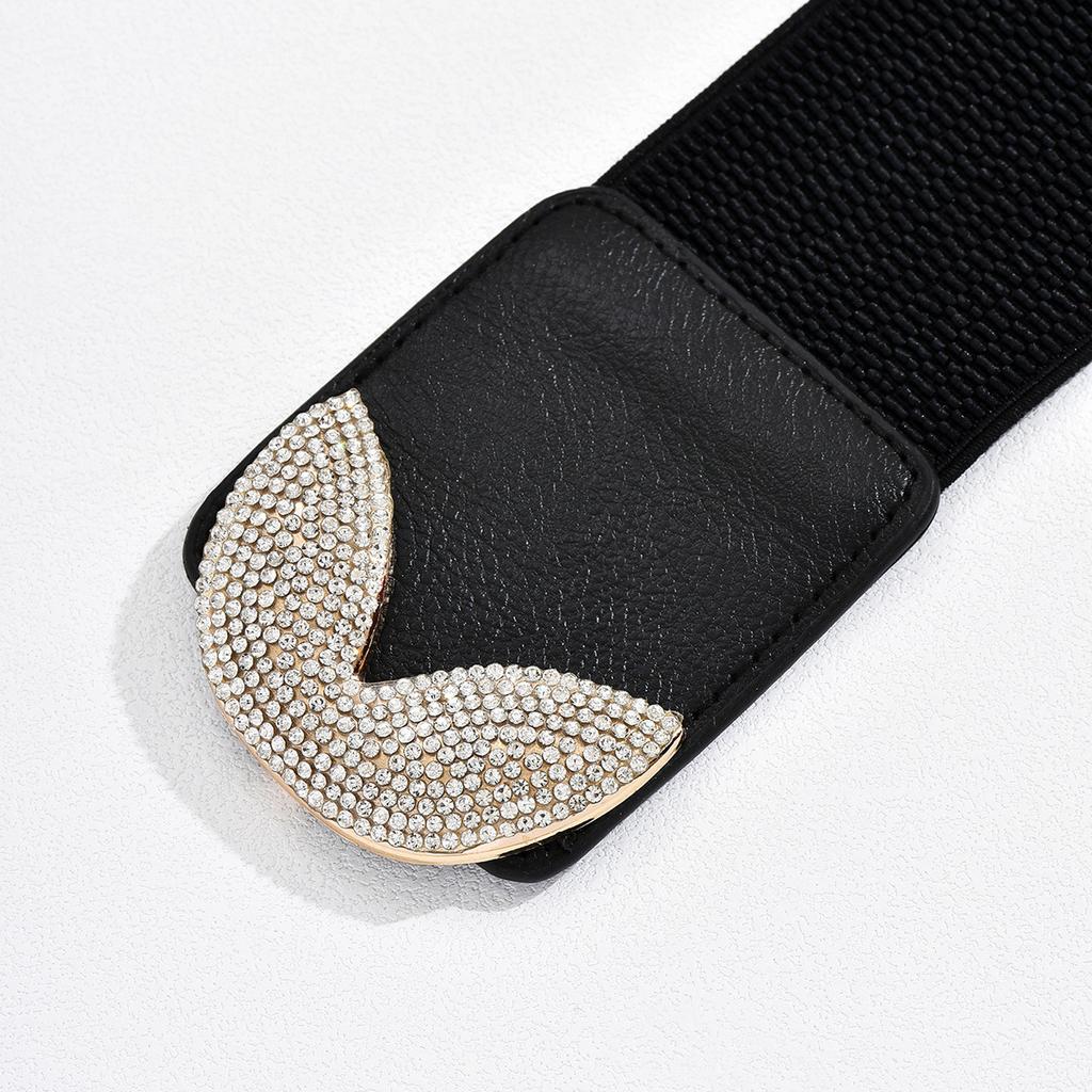 Middle Eastern Women's Dress Angel Wings Inlaid with Diamond Elastic Belt Decorative Casual Wide Waist Seal