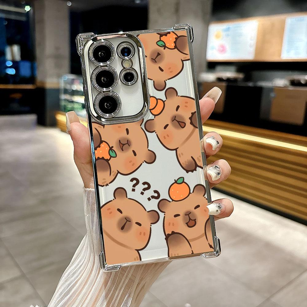 Capybara Cartoon Animal Funda For Samsung S26 Ultra Phone Case For Galaxy S25 FE S26 S24 S23 S22 S21 Ultra S20 Plus Clear Cover