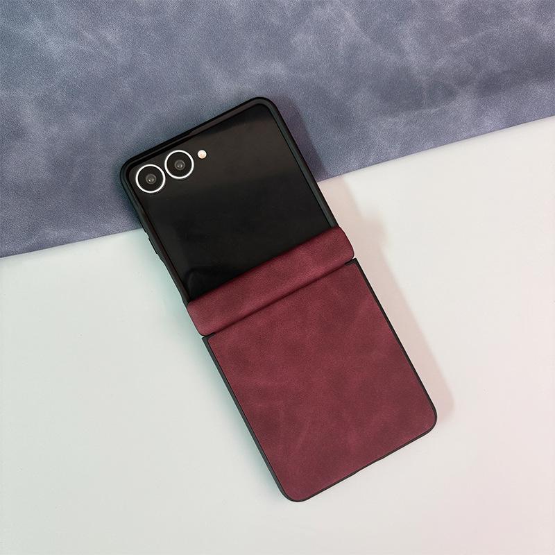 Compatible Leather Case for Samsung Galaxy Z Flip 8: Full Hinge Coverage & Drop Protection for Z Flip 6/7.