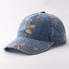 Autumn New National Tide Style Denim Baseball Cap Women's European and American Fashion Flower Pure Cotton Washed Cap