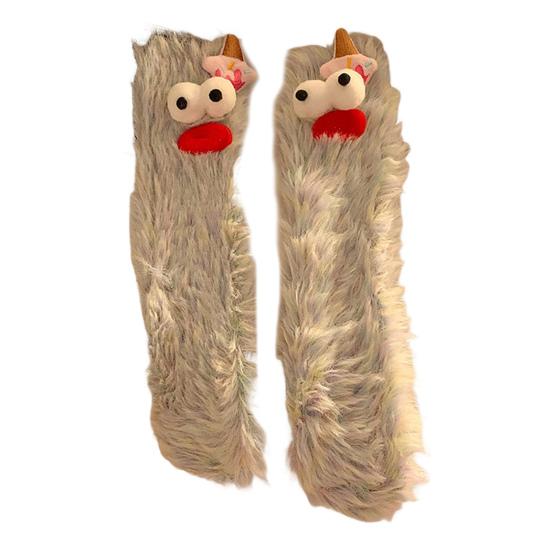 Funny Fuzzy Socks Women Men Fluffy Crew Socks Crazy Cartoon Silly Socks for Home Indoor Wear Sleep Christmas Birthday Gift
