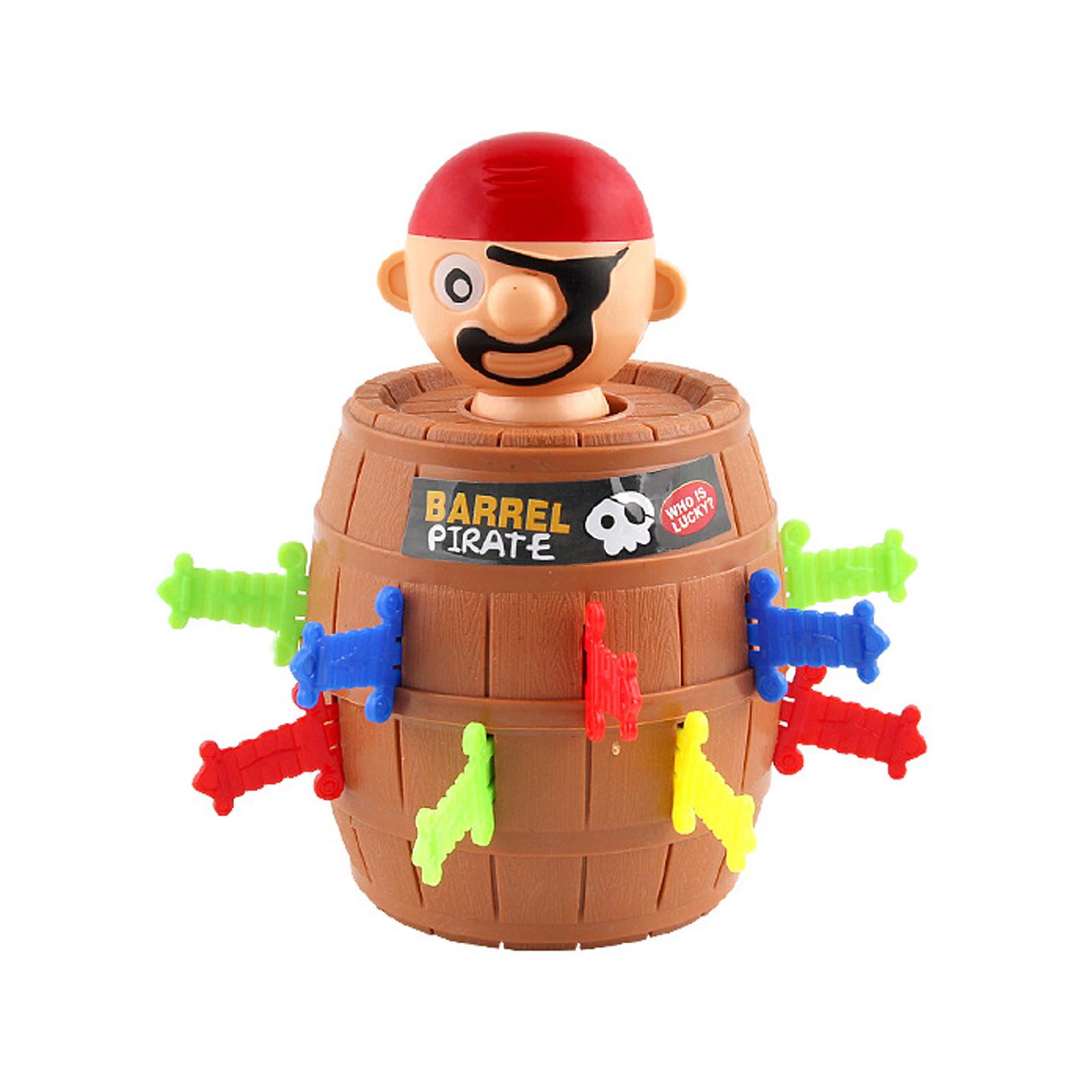 

Pirate Barrel Game Interactive Family Toy Stress Relief Game with Swords Inserted into Barrel and Pop-Up Pirate Figure for Group Play 16*10*10CM