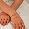 Retro Design Stainless Steel Color Zircon Palm Gold -Plated Bracelet For Women 