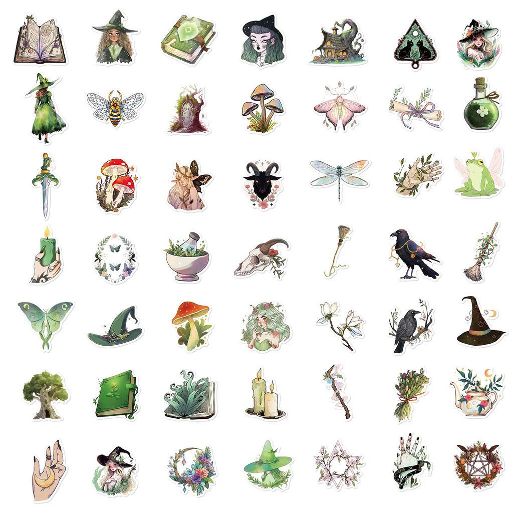 10/50Pcs Cute Forest Witch Magic World Stickers Aesthetic DIY Scrapbooking Skateboard Laptop Phone Fridge Car Decoration Sticker