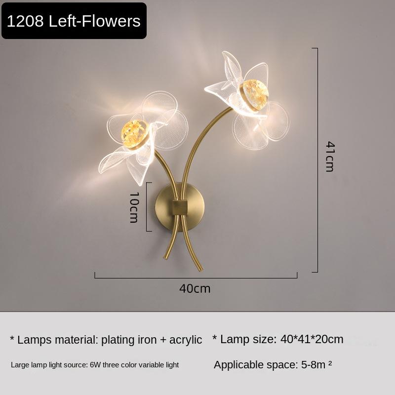 Flower Creative Acrylic Led Wall Lamp Light Luxury Simple Bedroom Bedside Wall Lamp Living Room TV Lamp Wall Decor Light