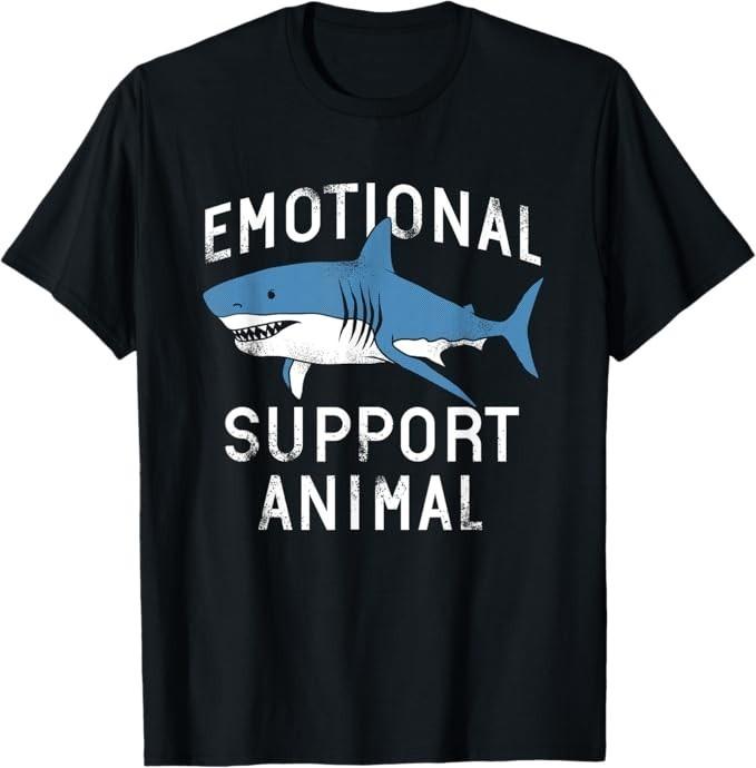 

Emotional Support Animal Funny Scary Shark Pun Humor Shark T-Shirt 4XL