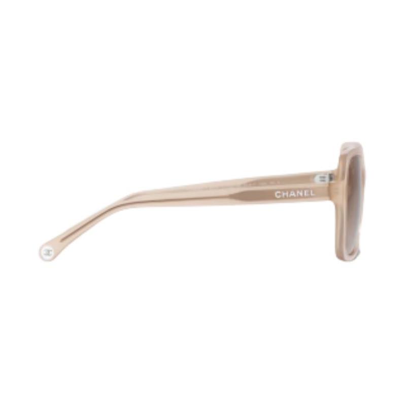 Chanel Temple Letter Logo Acetate Irregular Sunglasses Women's Coral Color