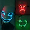 Maschere Facciali LED Sorridenti Luminose per Feste Rave Costume di Halloween Cosplay Maschere Luminose Horror Oggetti di Scena per Case Infestate