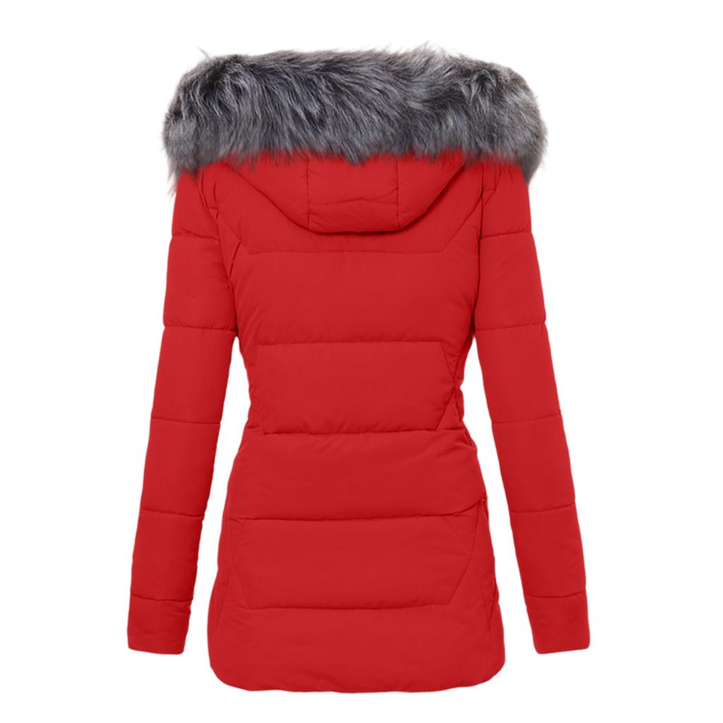 Women's Casual Fashion Solid Color Long Sleeve Long Style Windproof Warm Plush Hooded Cotton Coat