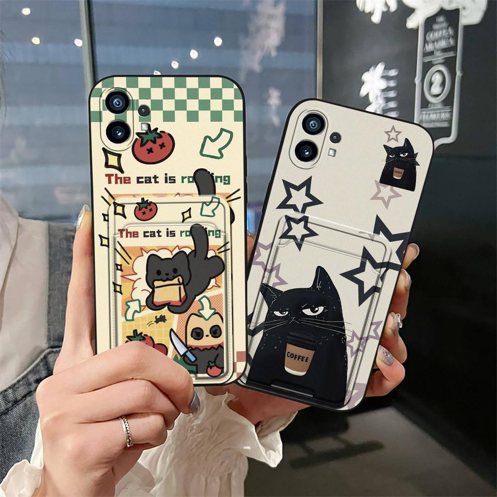 Full wrap Cartoon Phone Case For Nothing Phone1 Anti-knock Graffiti Back Cover Card bag Silicone TPU Cute protective