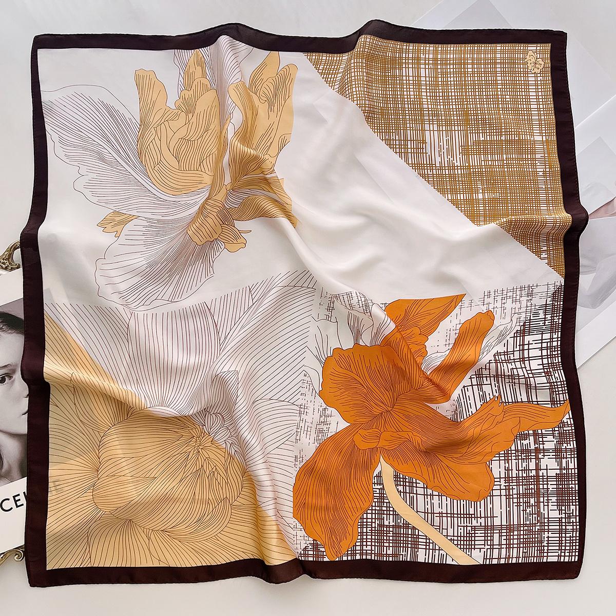 

1pc Square Scarf Women‘s Soft Satin Bandanna Luxury Print Bag Scarves Head Band Fashion Lady Hair Wrap Female Neckerchief Hijab