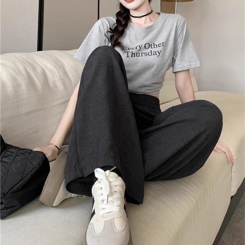 Lazy-Chic Spring Wide-Leg Pants for Women - High-Waisted Drapey Slimming Versatile Casual Trousers