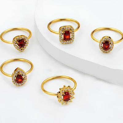 Luxusní francouzský design Prsteny ve tvaru srdce s kubickým zirkonem AAA+ Elegantní nerezová ocel pozlacená 18K Zlatem Šperk Dárek Nevybledne