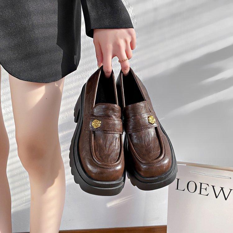 

Loafers thick heel loafers women s 2025 spring new small single shoes high heel small leather shoes women 41 коричневий
