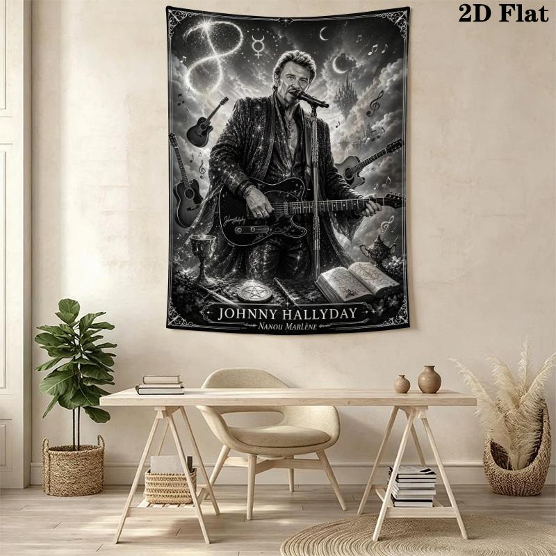 Johnny Hallyday Musical Legend Tapestry Fashion Print Background Cloth Background Wall Hanging Cloth Work Of Art Atmospheric Background Cloth