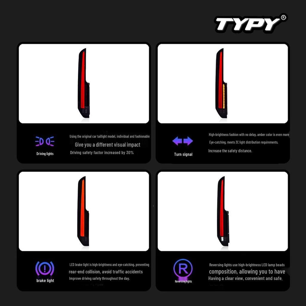 Compatible LED Taillight Assembly for 2016-2022 Ford Transit/Tourneo with Sequential Turn Signals and Daytime Running Lights.