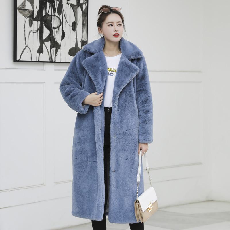 Winter fashion new high quality imitation velvet fur long coat women's cotton warm mink leather cashmere coat