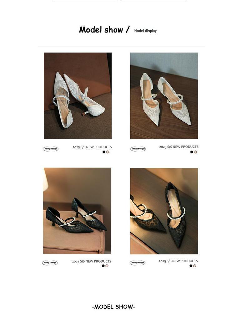 BEIJIANI Damen Mesh Stiletto-Sandalen mit Kettenriemen