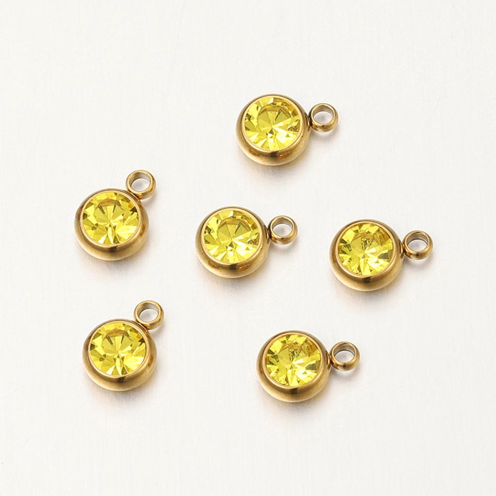20pcs Stainless Steel Rhinestone Beads Transparent Clear Crystal Charms Pendants for Jewelry Making DIY Necklace Bracelet Charms