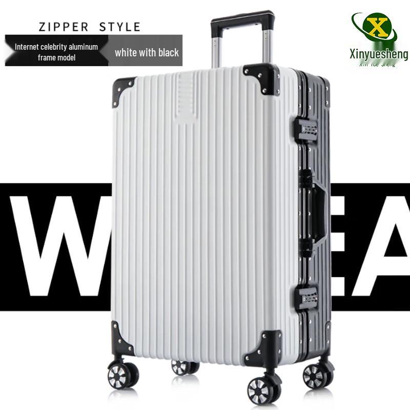 Vintage 24-inch Aluminum Frame Suitcase with Universal Wheels