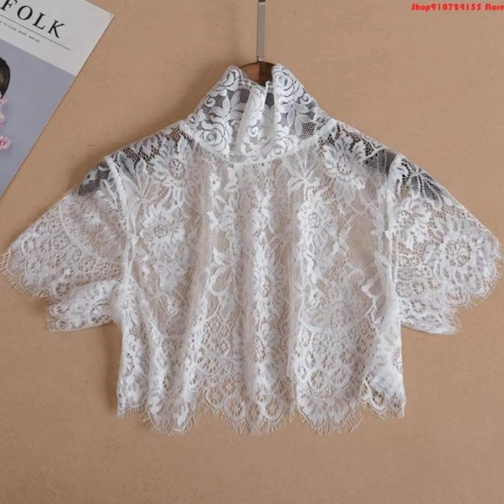 Shawl Wrap Blouse Lace Collar Embroidered Chiffon Removable Collar  Clothing Accessories