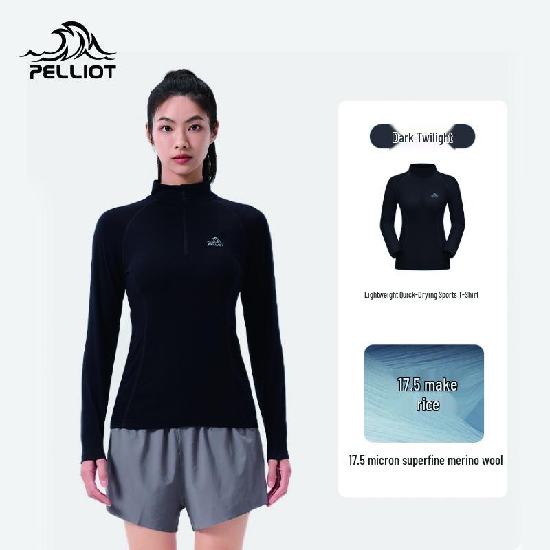 Pelliot Women s Wool Stand-Up Collar Thermal Base Layer T-Shirt XXL