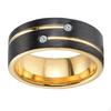 8MM Width Men Wedding Black Stainless Steel Matte Finish Polished Edge