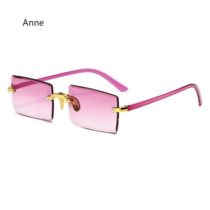 1PC Unisex Plastic Square Frame Fashio Rimless Sunglasses for Outdoor Beach Party Metal Ins Trendy Sunglasses Gafas De Sol Mujer