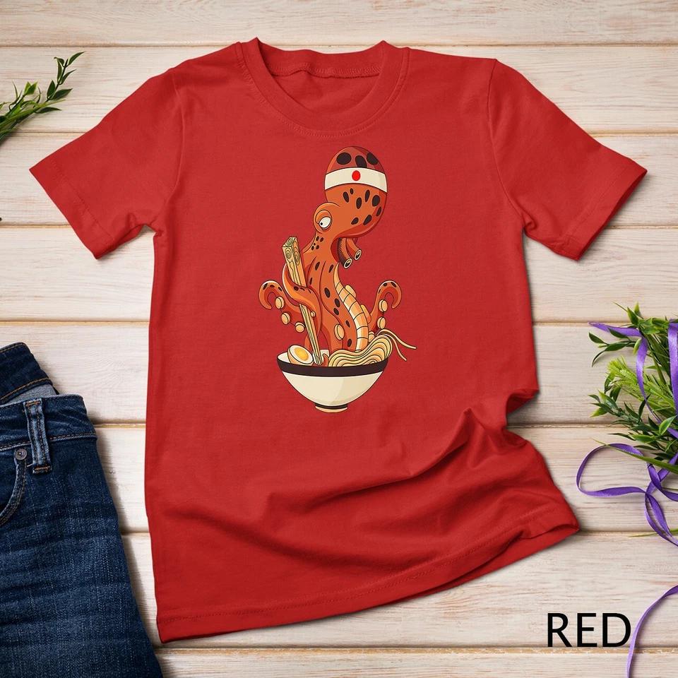 Japanese Octopus eating Ramen Premium Unisex T-shirt 7 S