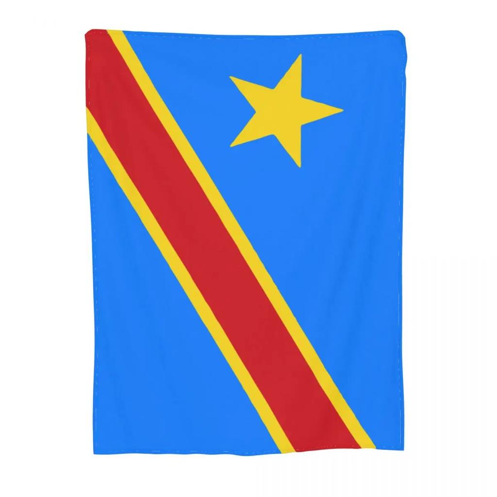 Flag Of Congo Kinshasa Zaire Knitted Blanket Fleece Warm Throw Blanket for Bedding Couch Bedroom Quilt