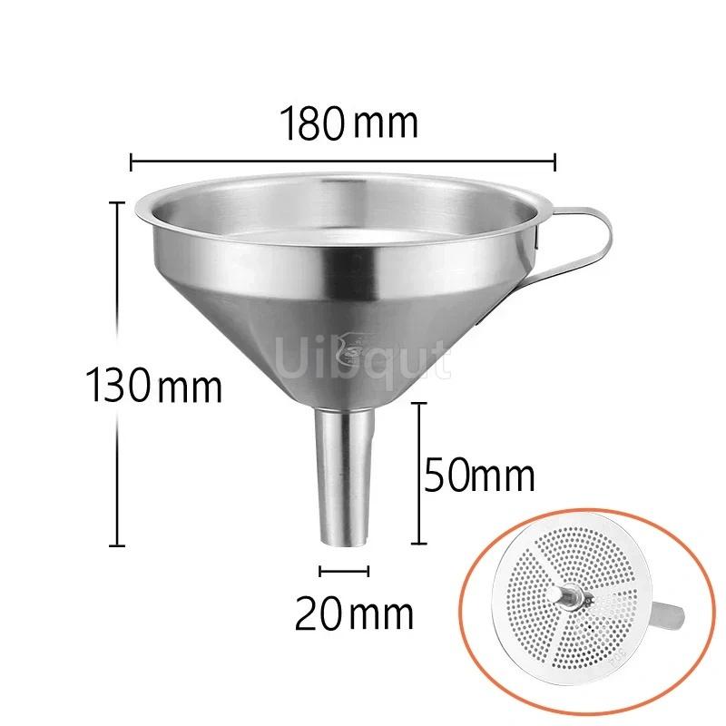 304 Stainless Steel Funnel Metal Wide Mouth Funnel With Strainer Mesh For Cooking Oil Liquid Spice Filter Home Kitchen Gadgets