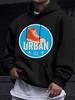 American Western Style Unisex Autumn Winter Print Hooded Long Sleeve Sweatshirt, Canvas Shoe Round City Trendy Badge Hooded Print Sweatshirt, American