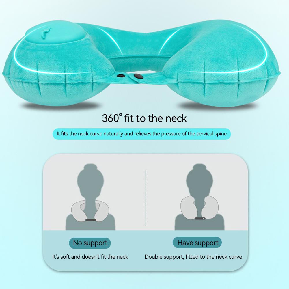 Travel Pillows Airplanes Press Type Inflatable Super Light Portable Neck Pillow U-Shape Inflatable Cervical Vertebr Pillow