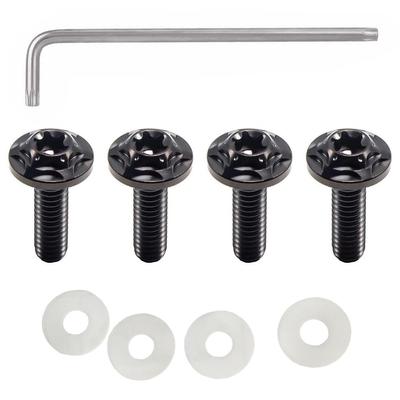 License Plate Bolts M6*15mm Set of 4 Titanium Car License Plate Frame Screws Bolts Anti-theft Screws with L Wrench (Black)