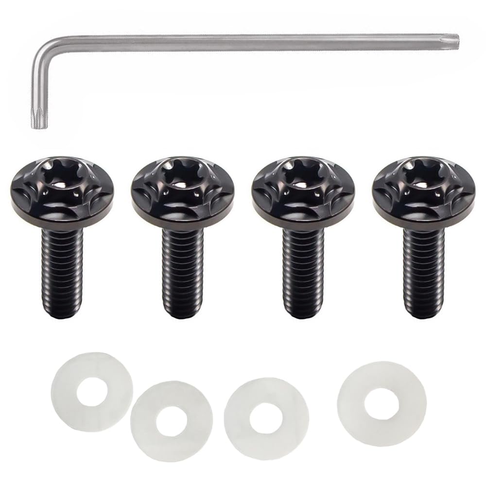 License Plate Bolts M6*15mm Set of 4 Titanium Car License Plate Frame Screws Bolts Anti-theft Screws with L Wrench (Black)