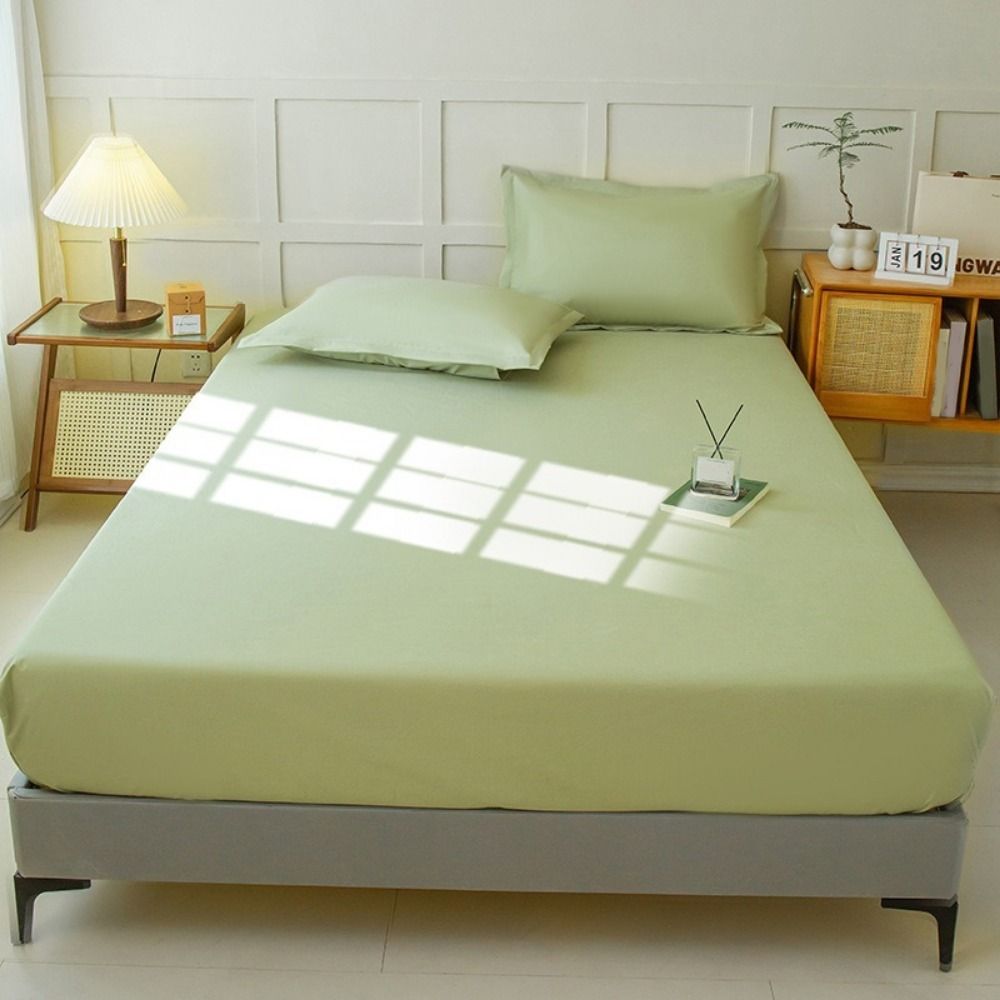 Skin-friendly Solid Color Mattress Cover Non-slip Full Protective Cover Summer Use