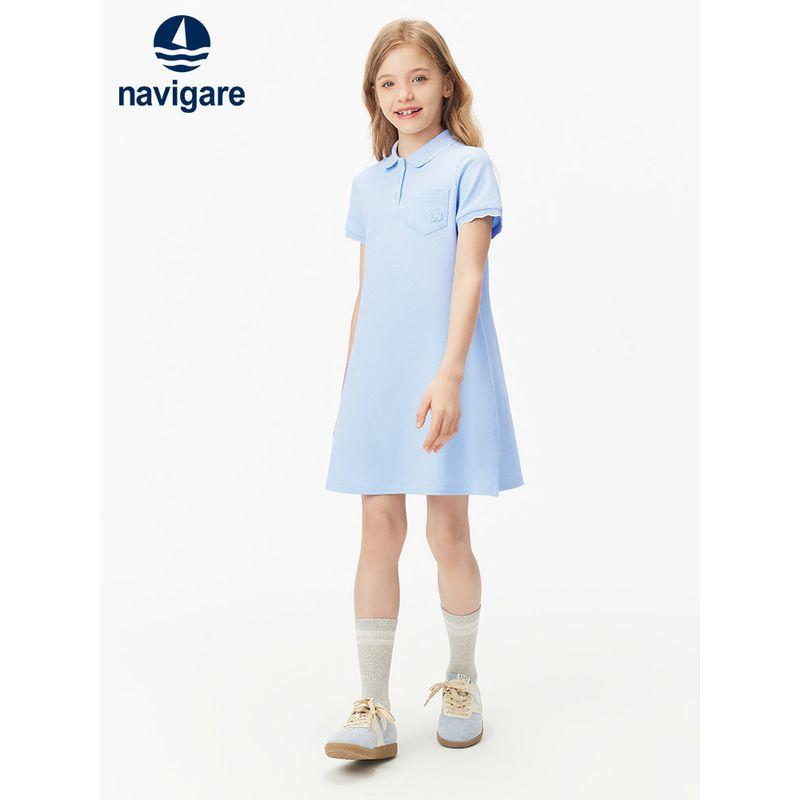 Navigare Italian Small Sailboat Children's Clothing Girls' Short-Sleeved Dress 2026 Summer Fashionable Children's Dress
