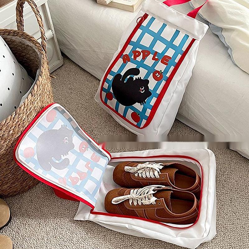 Portable Double Layer Travel Shoe Bag Separate Storage Waterproof Shoe Storage Bag Handheld Thickened Dustproof Shoe Bag