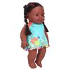 Exquisite African Black Girl Doll Lifelike Chidren Cute Doll Kid Role Play Toy Gift 30cm(Q1209 Blue